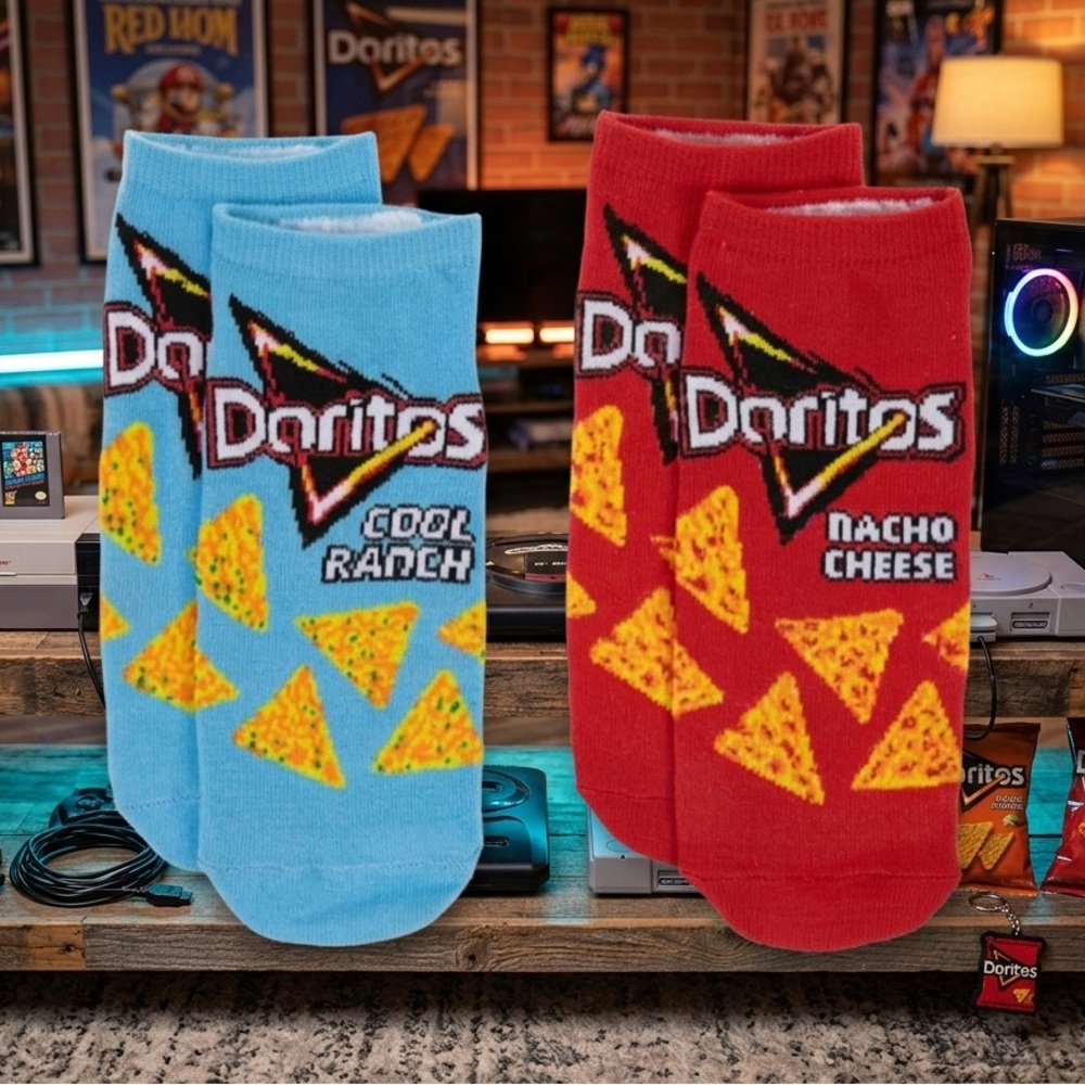 Doritos 2 pack Blue Red Shoe Size OS Women  Men Ankle Length chips snack nwt